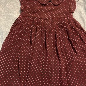 H&M girls dress burgundy dress with pink polka dot